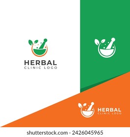 Plantilla de diseño de logotipo de clínica herbaria natural creativa.