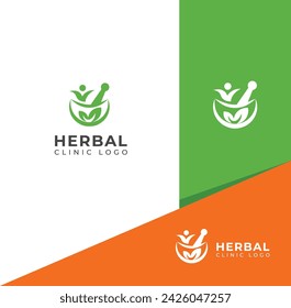 Plantilla de diseño de logotipo de clínica herbaria natural creativa.