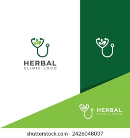 Plantilla de diseño de logotipo de clínica herbaria natural creativa.