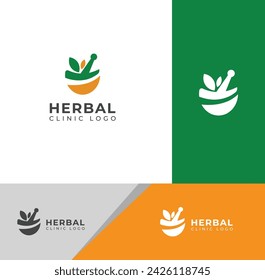 Plantilla de diseño de logotipo de clínica herbaria natural creativa.