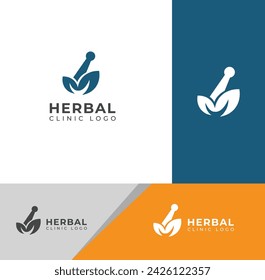 Plantilla de diseño de logotipo de clínica herbaria natural creativa.