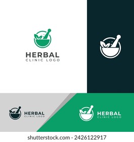 Plantilla de diseño de logotipo de clínica herbaria natural creativa.