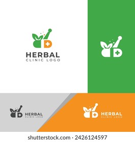 Plantilla de diseño de logotipo de clínica herbaria natural creativa.