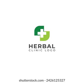 Plantilla de diseño de logotipo de clínica herbaria natural creativa.