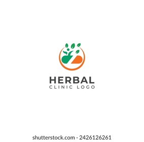 Plantilla de diseño de logotipo de clínica herbaria natural creativa.