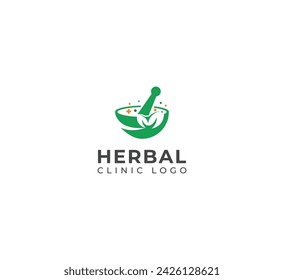 Plantilla de diseño de logotipo de clínica herbaria natural creativa.