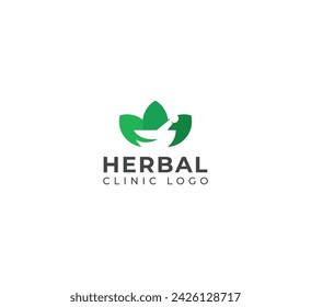 Plantilla de diseño de logotipo de clínica herbaria natural creativa.