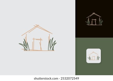 creative natural house logo design illustration vector template