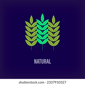 Logotipo creativo de hoja natural y bifurcación. Transiciones de color únicas. Modelo único de crecimiento ecológico y logotipo de la empresa. vector