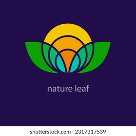 Creative natural leaf logo. Unique color transitions. Unique seasonal nature logo template. vector