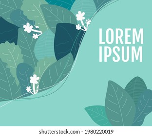 Fondo de naturaleza creativa. Fondo minimalista. Hoja tropical de primavera. Diseño creativo. Diseño de pancartas cuadradas. Ilustración vectorial. Sencillo estilo plano. Hojas tropicales. 