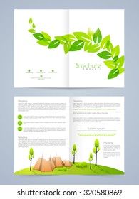 Creativa Naturaleza conceptualiza, Folleto Profesional, Volante, Banner o Diseño de Plantilla con hojas verdes frescas.