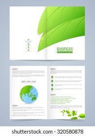 Creativa Naturaleza conceptualizada, Folleto profesional, Volante, Banner o Diseño de Plantilla con hojas verdes frescas.