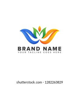 Creative nature flower colorful abstract vector logo design template Vector illustration