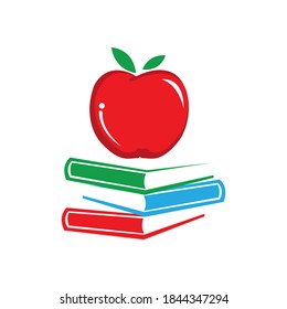 creative Nature graphic icon Apple with Book Logo Vector Design Illustration isolated on white background