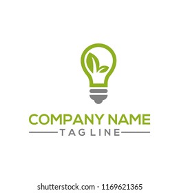 Creative Nature leaf and bulb idea vector logo template for the environment, research and innovation bussiness industry