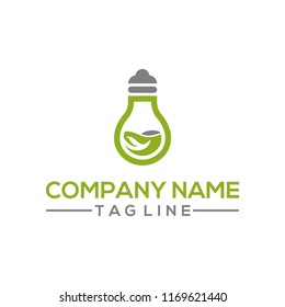 Creative Nature leaf and bulb idea vector logo template for the environment, research and innovation bussiness industry