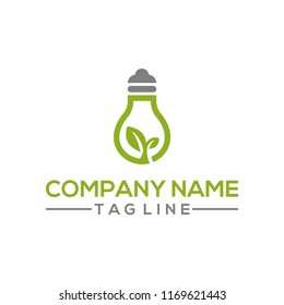 Creative Nature leaf and bulb idea vector logo template for the environment, research and innovation bussiness industry