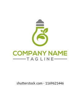 Creative Nature leaf and bulb idea vector logo template for the environment, research and innovation bussiness industry