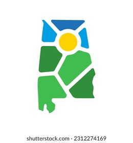 Creative nature logo for Alabama, USA. Emblem for parks and gardens.
