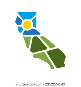 Creative nature logo for California, USA. Emblem for parks and gardens.