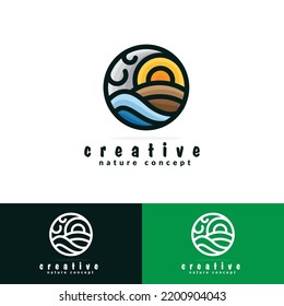 creative nature logo design, earth element logo concept, modern vector template