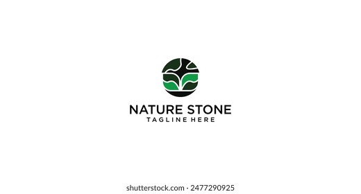 Diseño creativo del logotipo de la naturaleza con el efecto de la piedra , piedra de la naturaleza , Vector premium