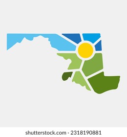 Creative nature logo for Maryland, USA. Badge for parks and recreation. Sun vintage logo vector concept, icon, element, and template for company