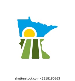 Logo de naturaleza creativa para Minnesota, EEUU. Insignia para parques y actividades recreativas. Concepto vectorial del logotipo vintage de Sun, icono, elemento y plantilla para la empresa