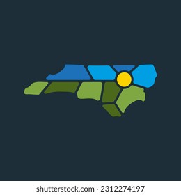 Creative nature logo for North Carolina, USA. Emblem for parks and gardens.