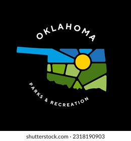 Creative nature logo for Oklahoma, USA. Badge for parks and recreation.