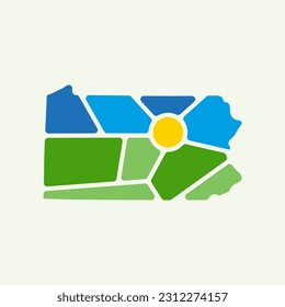 Creative nature logo for Pennsylvania, USA. Emblem for parks and gardens.