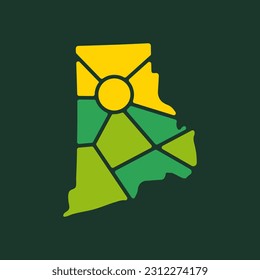 Creative nature logo for Rhode Island, USA. Emblem for parks and gardens.