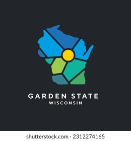 Creative nature logo for Wisconsin, USA. Emblem for parks and gardens.