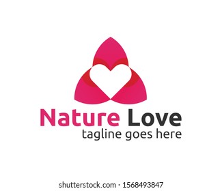 Creative Nature Love Logo Negative Space Design