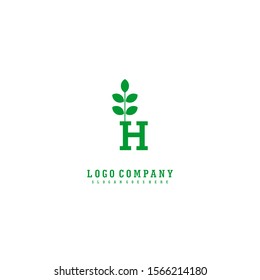 creative nature monogram green H logotype isolated on white background vector illustration.
