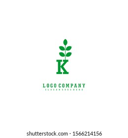 creative nature monogram green K logotype isolated on white background vector illustration.