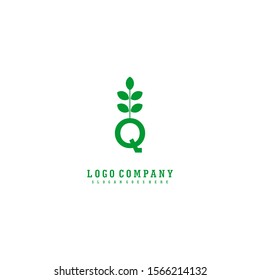 creative nature monogram green Q logotype isolated on white background vector illustration.