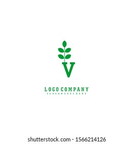 creative nature monogram green V logotype isolated on white background vector illustration.
