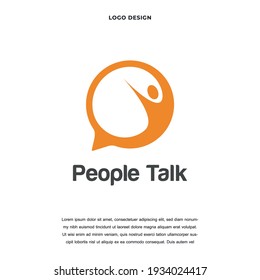 Creative nature talk icon logo design vector illustration. nature leaf with bubble chat symbol logo design color editable