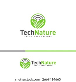 Conceptos de diseño de logotipos de tecnología de Naturaleza creativa. Vector de Plantilla de logotipo Bio Tech