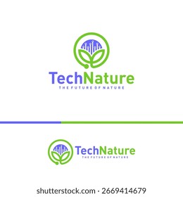 Conceptos de diseño de logotipos de tecnología de Naturaleza creativa. Vector de Plantilla de logotipo Bio Tech
