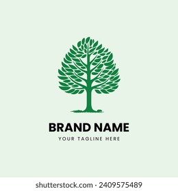 Creative nature tree line art logo design