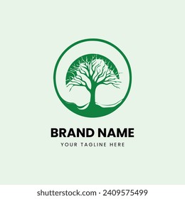 Creative nature tree line art logo design