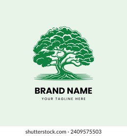 Diseño del logotipo de la línea de árbol de naturaleza creativa
