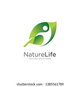 Creative Natureal grean leaf and people logo - Vector logo template