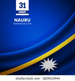 Bandera creativa de Nauru sobre textura de tela. Antecedentes del día de la independencia de estilo vintage