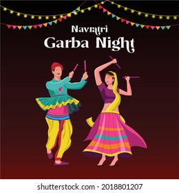 kreatives Navratri Garba Mahotsav Plakatdesign, indisches Paar, das Garba spielt