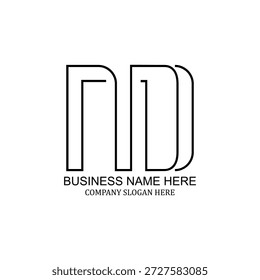 Diseño creativo del logotipo del ND, marca minimalista moderna, único e icono, identidad profesional del ND, identidad visual versátil limpia