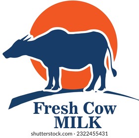 Creative Negative Space Cow Milk Farm Logo: Unique Brand Identity, Minimalist Milk Farm Logo with Negative Space: Distinctive Branding